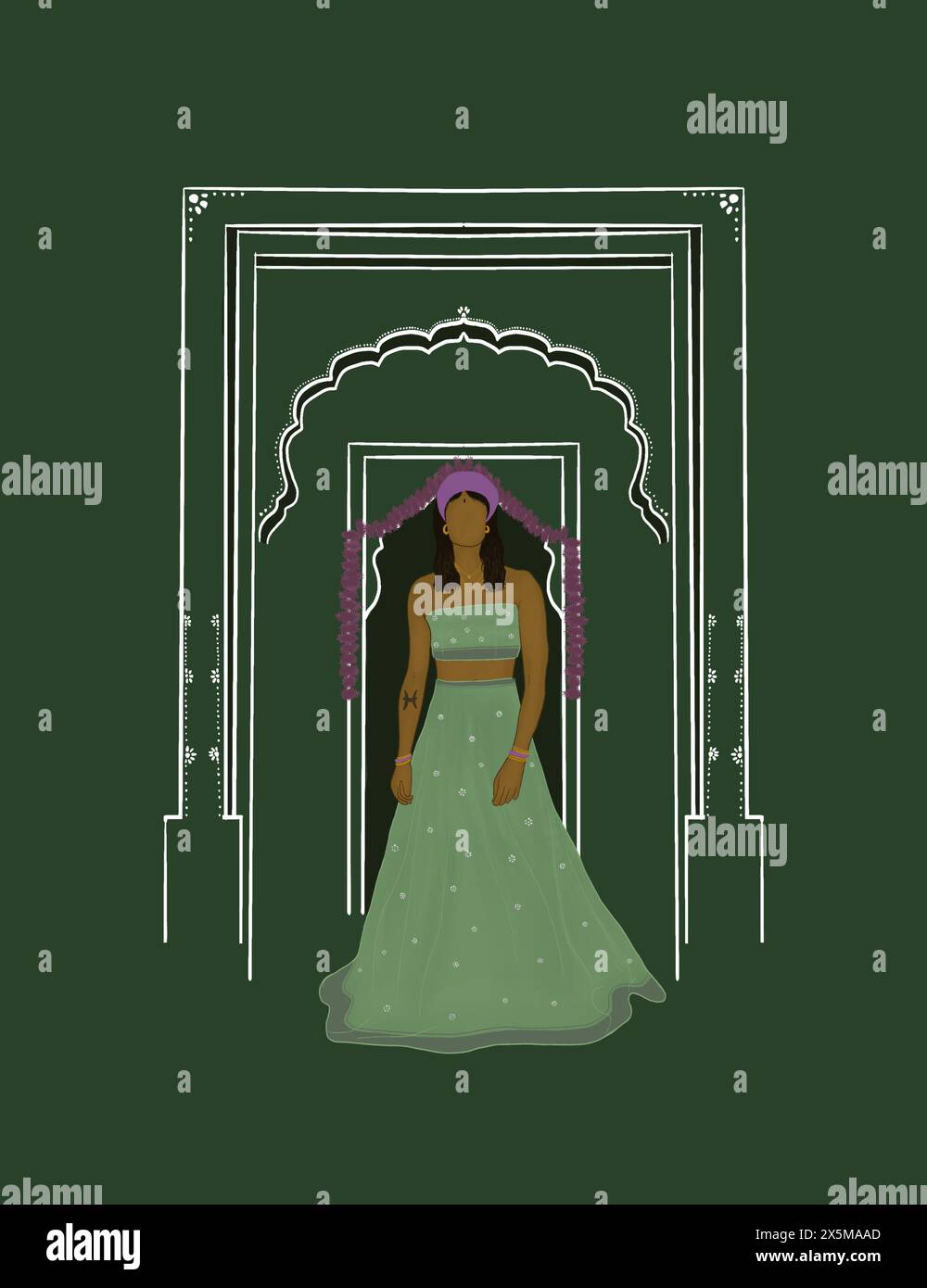 Donna che danza desi che rappresenta il segno dei pesci Foto Stock