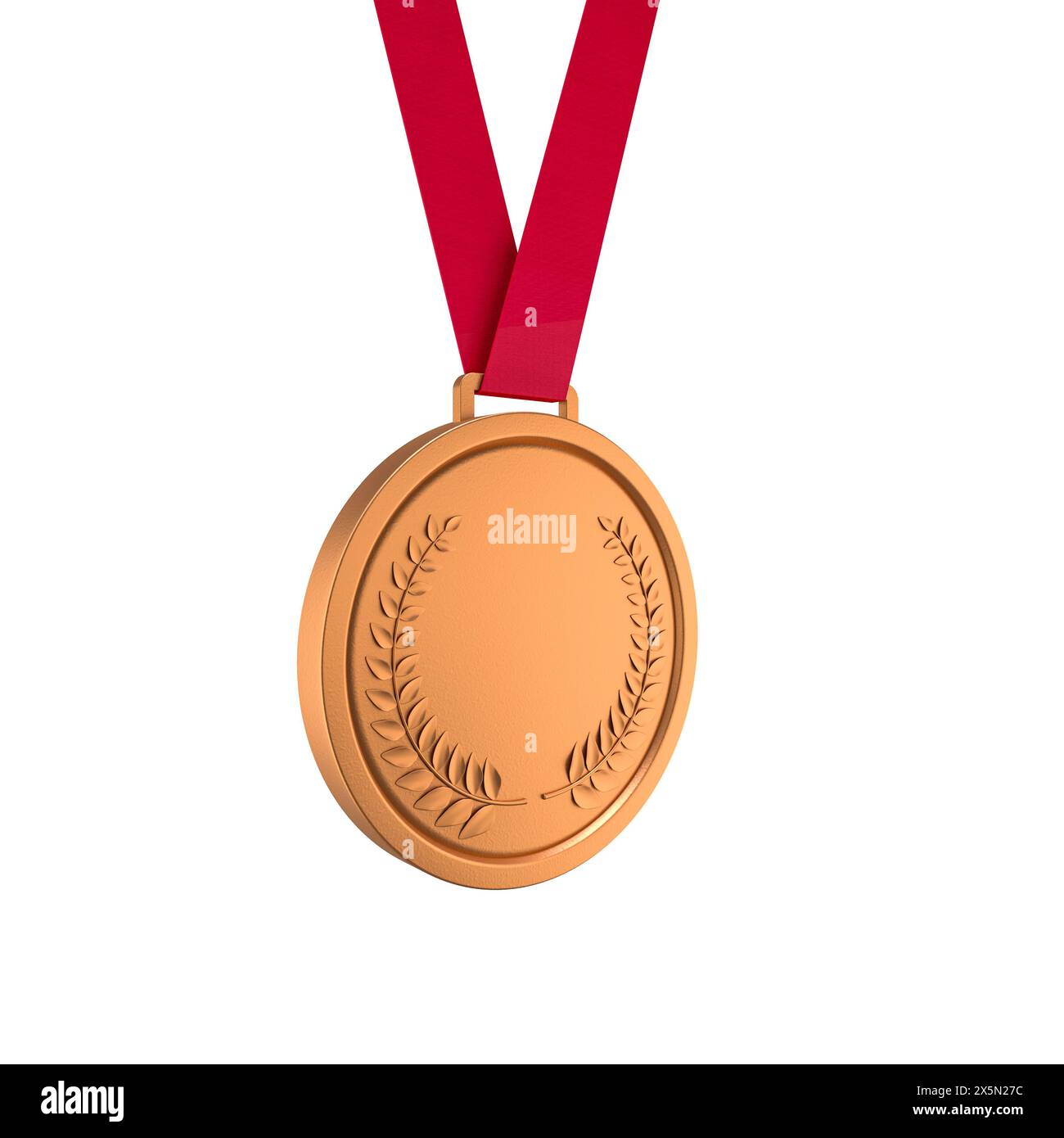 il nastro rosso appeso alla medaglia di bronzo premia i riconoscimenti. successo, realizzazione Foto Stock