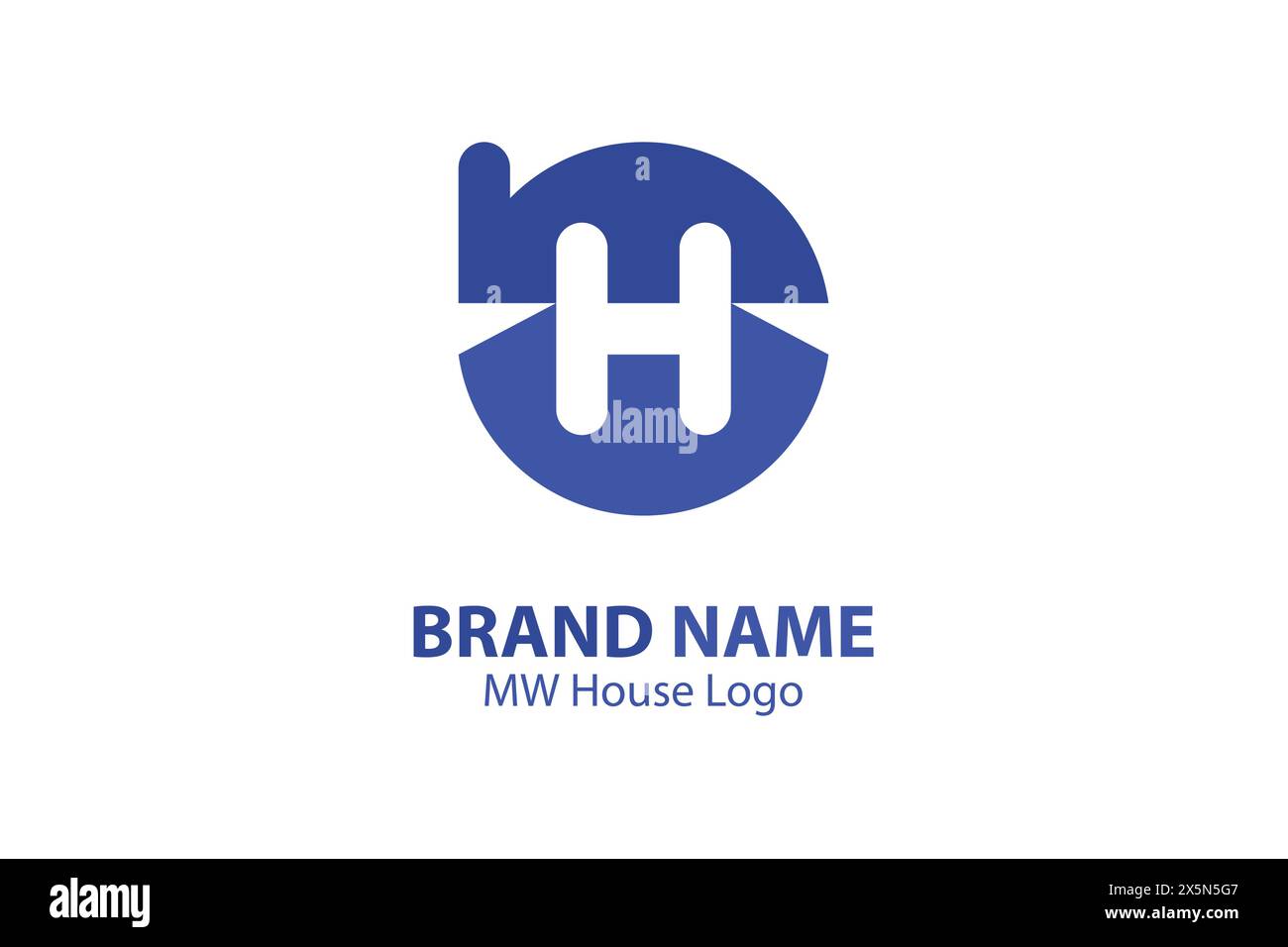 Logo MW Letter. Lettera H sullo spazio negativo con concetto di design della casa. Modello di disegno logo lettera H. Lettera iniziale H Logo Design Vector illustrazione. Illustrazione Vettoriale