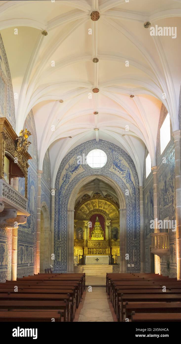 Dettagli della magnifica Igreja de São João Evangelista (Chiesa di San Giovanni Evangelista), Evora, Portogallo Foto Stock