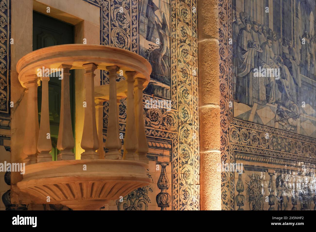 Dettagli della magnifica Igreja de São João Evangelista (Chiesa di San Giovanni Evangelista), Evora, Portogallo Foto Stock