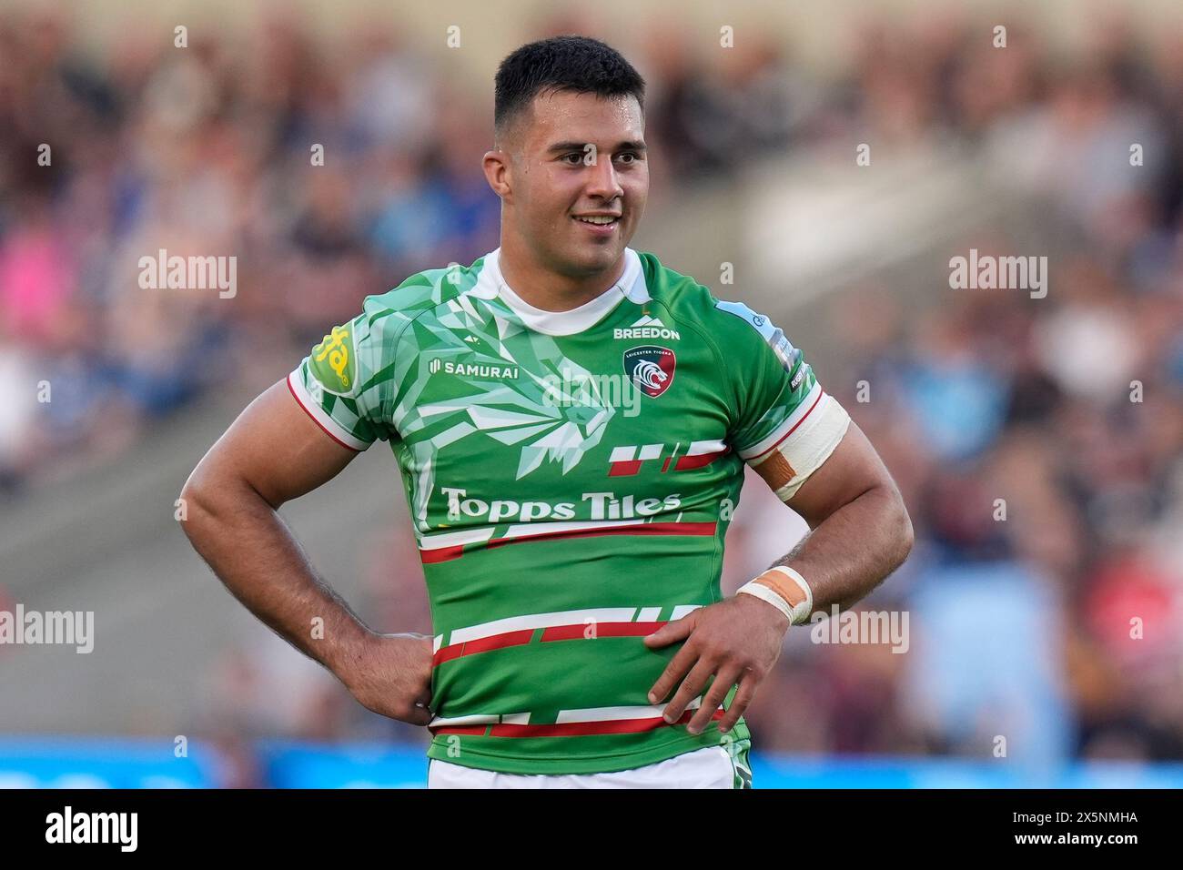 Centro Leicester Tigers Dan Kelly durante la partita di Premiership Gallagher saldi Sharks vs Leicester Tigers al Salford Community Stadium, Eccles, Regno Unito, 10 maggio 2024 (foto di Steve Flynn/News Images) Foto Stock
