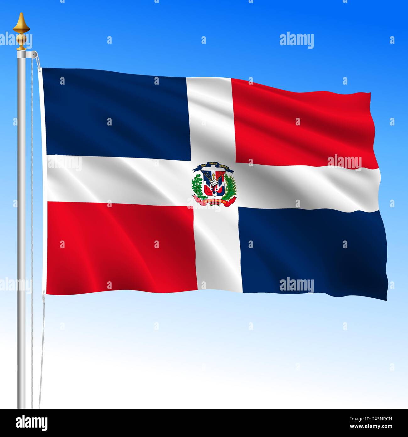 Repubblica Dominicana, bandiera nazionale ufficiale, paese americano, illustrazione vettoriale Illustrazione Vettoriale