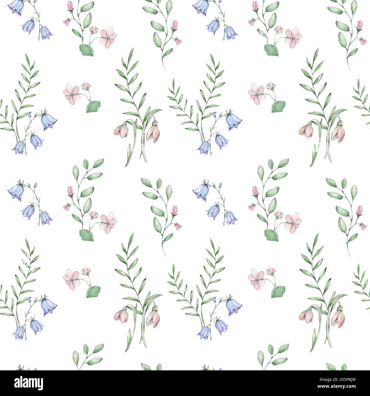 Motivo senza cuciture con fiori ad acquerello Foto Stock