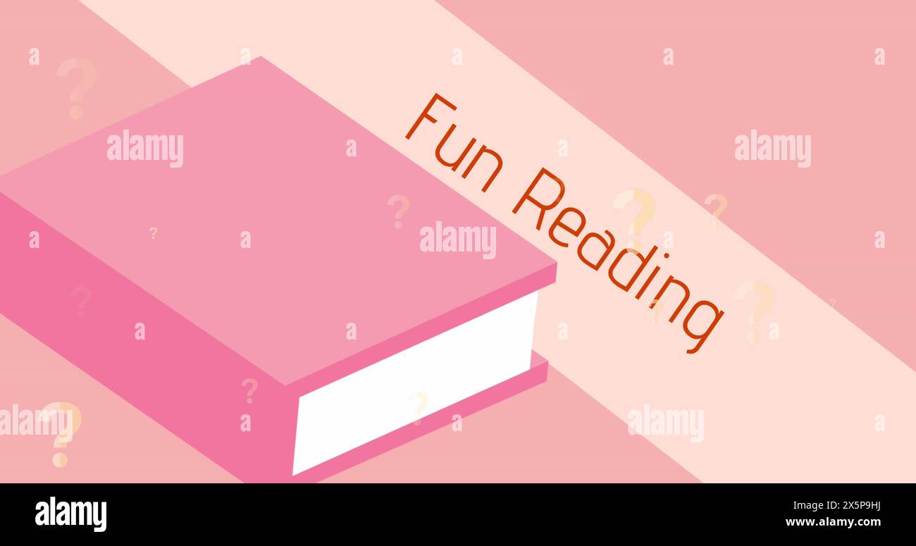 Libro scolastico disteso su una superficie rosa, intitolato Fun Reading Foto Stock