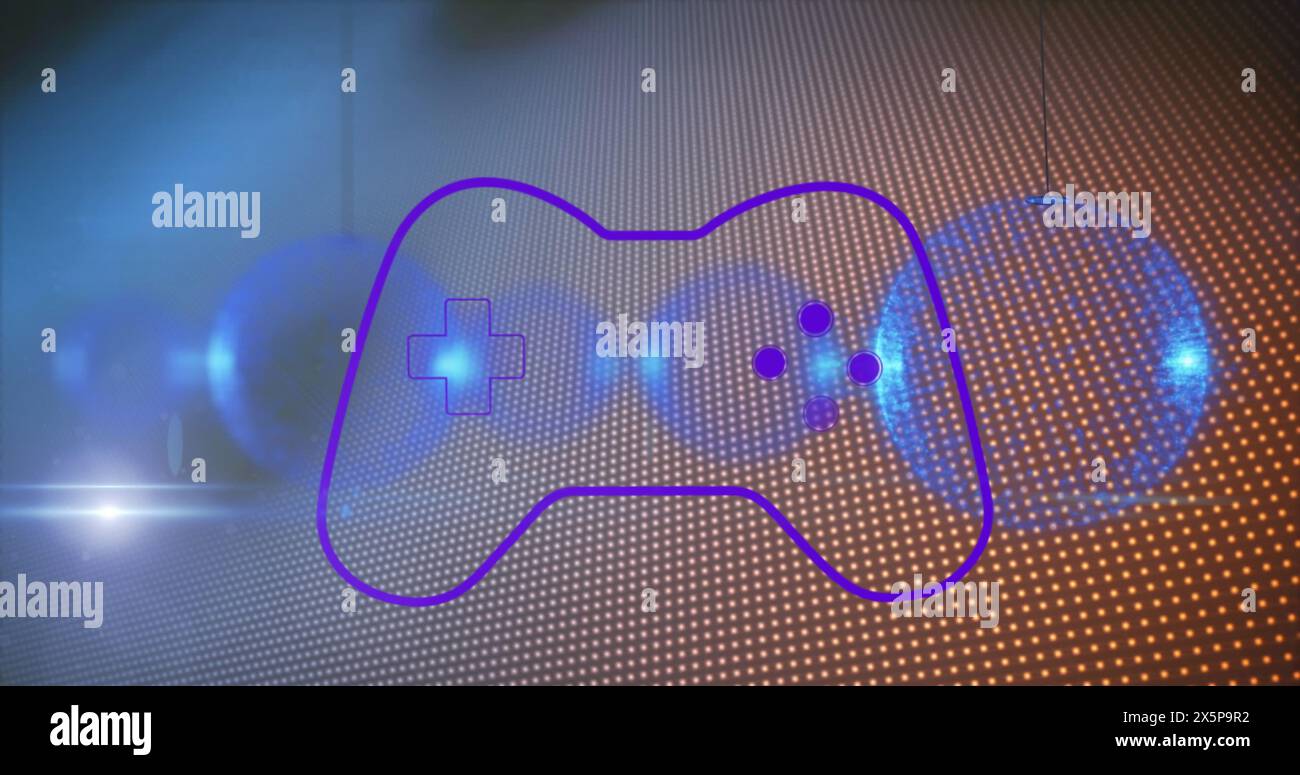 Immagine di macchie luminose e baule sull'icona del gamepad Foto Stock