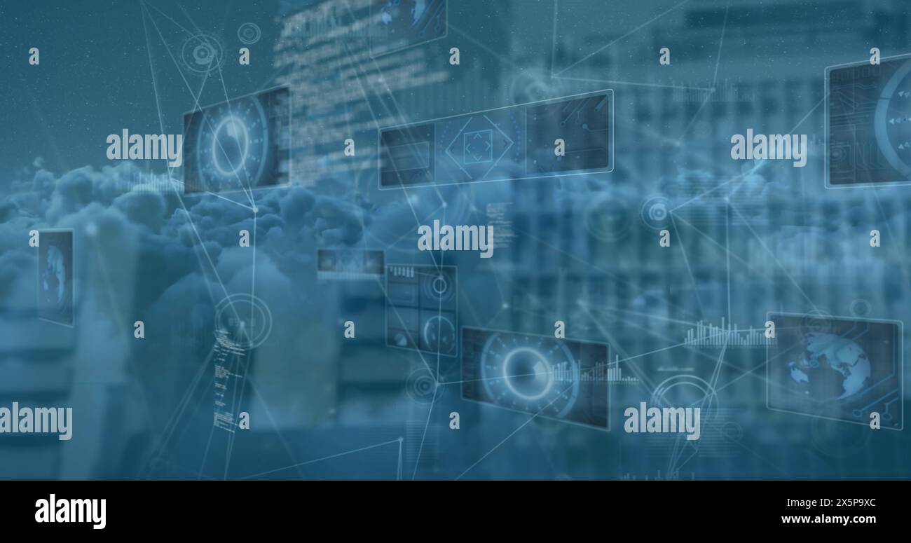 Immagine dell'elaborazione dei dati su cloud Foto Stock