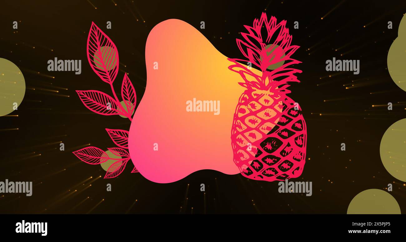 Immagine delle forme e dell'icona dell'ananas sulle macchie Foto Stock