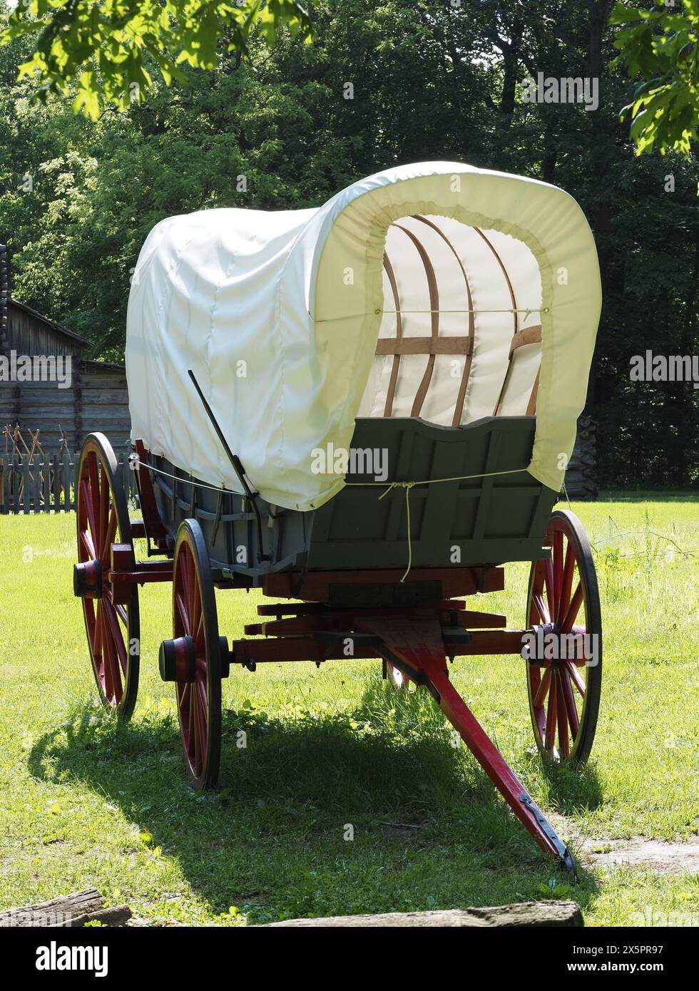 Carrozza pioniera ricostruita in stile d'epoca presso il New Salem State Historic Site, Illinois Foto Stock