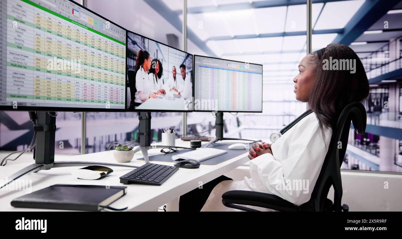 Medical Doctor Video Conference Technology ed eLearning online Foto Stock