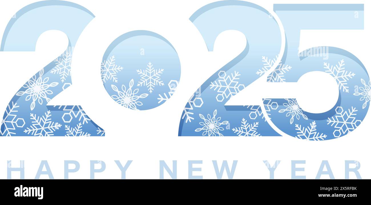 Logo simbolo di benvenuto per il nuovo anno 2025. Illustrazione vettoriale isolata su sfondo bianco. Illustrazione Vettoriale
