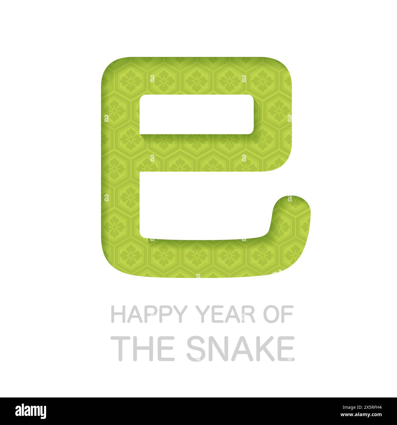 The Year of the Snake Vector Kanji 3-D Relief Logo isolato su sfondo bianco. Traduzione Kanji - il serpente. Illustrazione Vettoriale