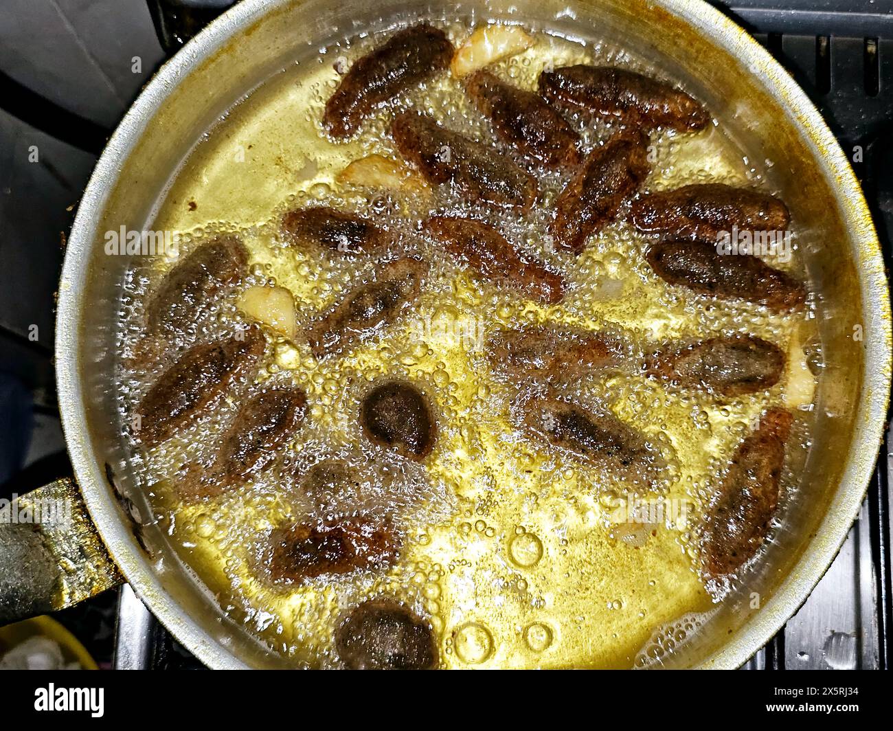 Riso kofta, un piatto delizioso e popolare in Egitto, fatto con una bella miscela di carne tritata, coriandolo, riso schiacciato, prezzemolo, aneto e fritto in profondità Foto Stock