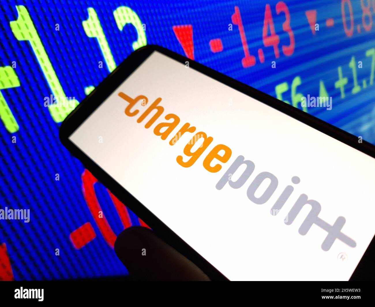 Konskie, Polonia - 11 maggio 2024: Logo aziendale ChargePoint visualizzato sul telefono cellulare Foto Stock