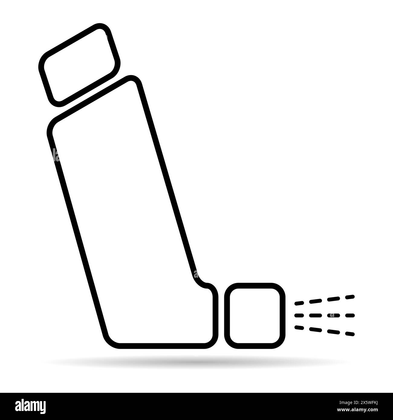 Icona ombra design inalatore asma, segno sanitario medicina, illustrazione vettoriale grafica . Illustrazione Vettoriale