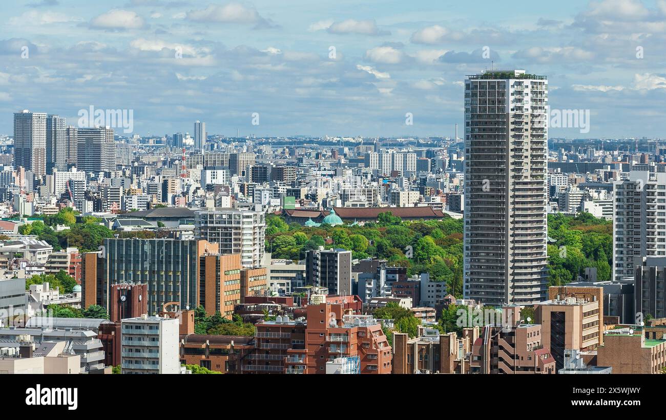 Skyline di Ueno a Tokyo, con il Museo Nazionale di Tokyo Foto Stock