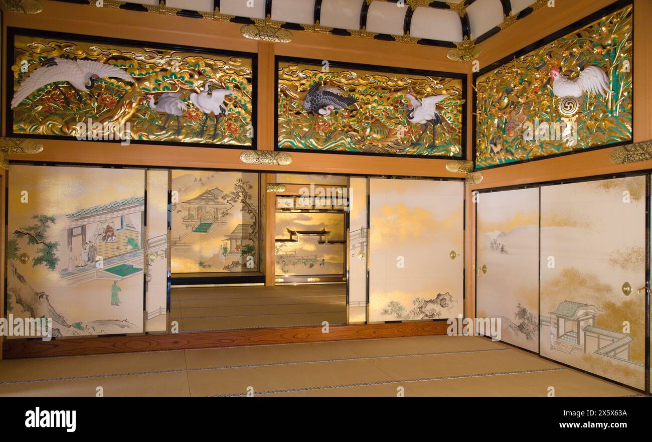 Giappone, Nagoya, Castello, Palazzo Hommaru, interni, dipinti, Foto Stock