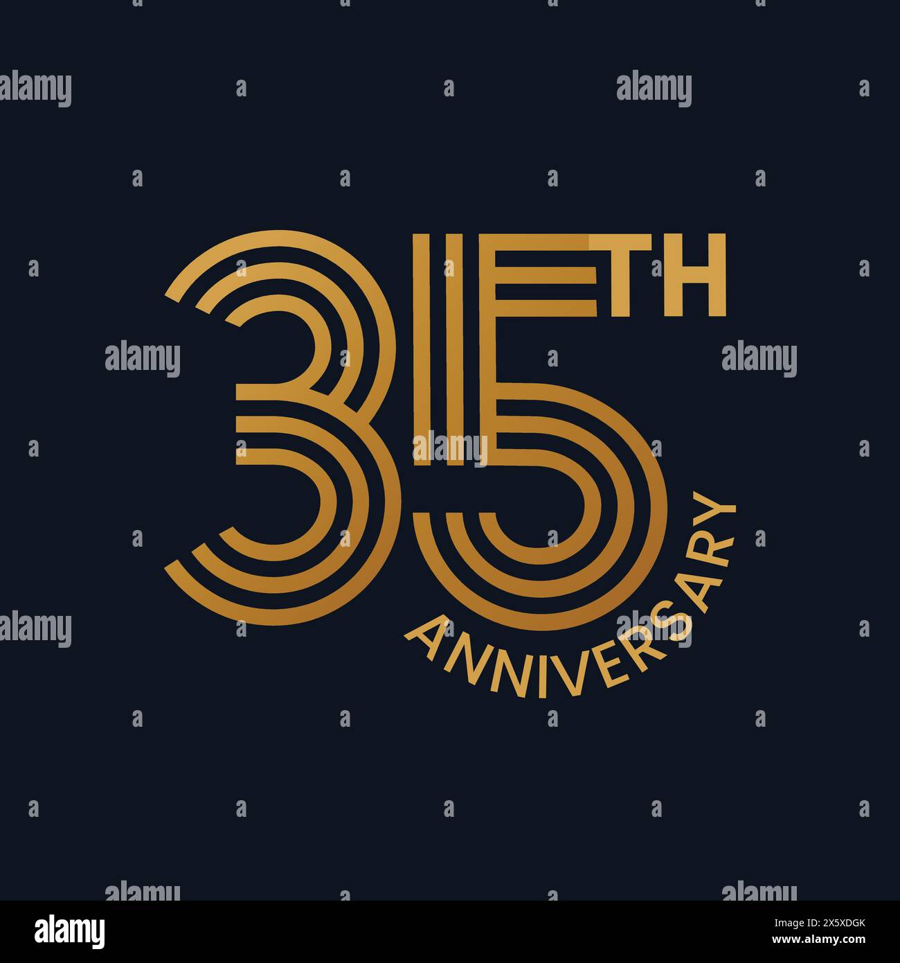 design del logo per il 35° anniversario. badge per il 35° anniversario con nastro. Firma e simbolo per festeggiare il compleanno dell'azienda o dell'azienda. Azienda Illustrazione Vettoriale