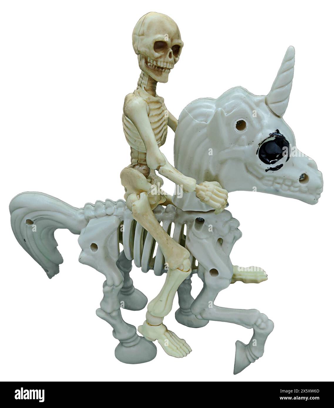 Scheletro Unicorno Arcobaleno 18 Cm Con Testa Girevole - Decorazione Halloween Colorata - Plastica Leggera - 4