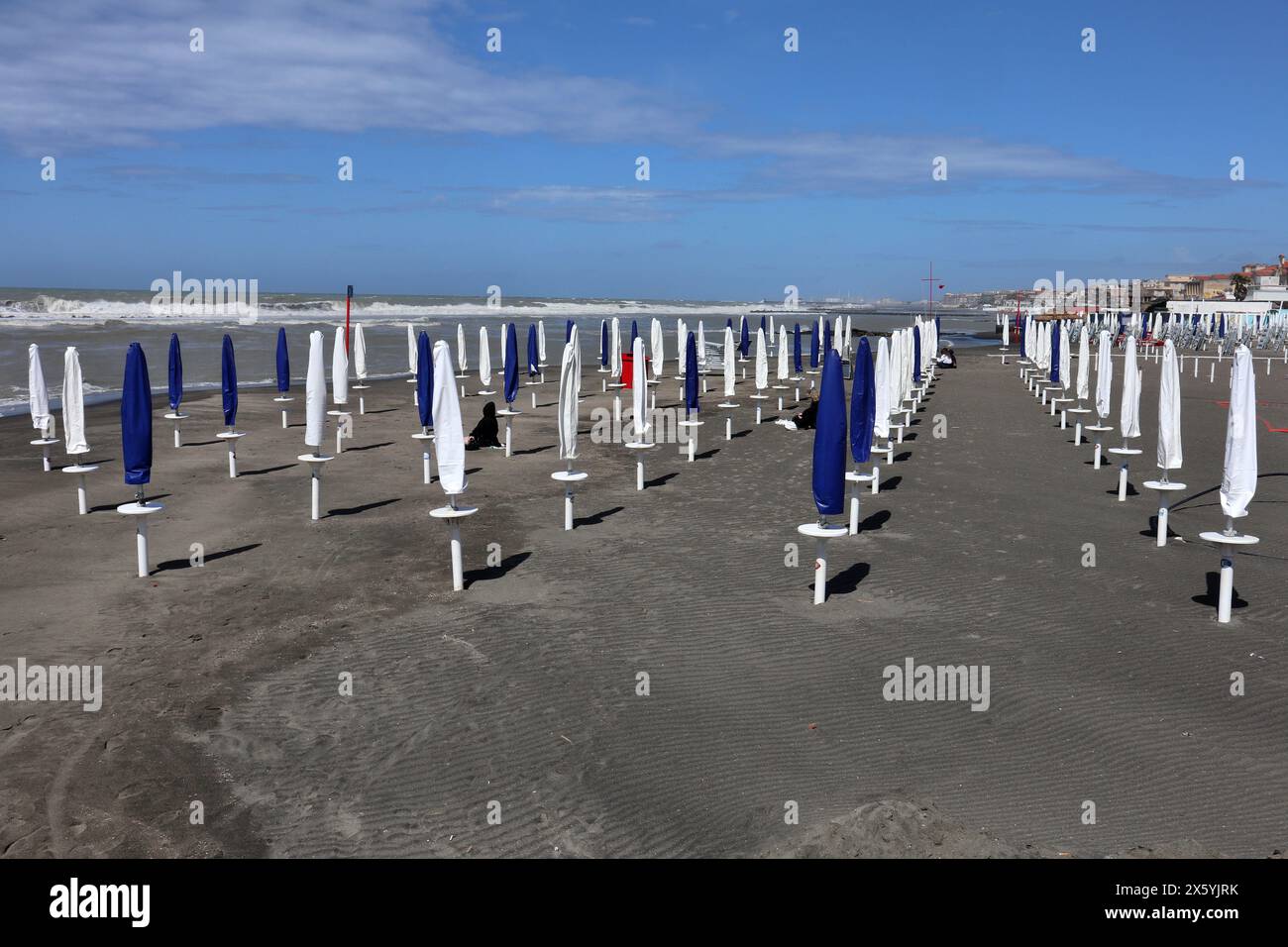 Lido di Ostia - Spiaggia del Lido Elmi dal pontile Foto Stock