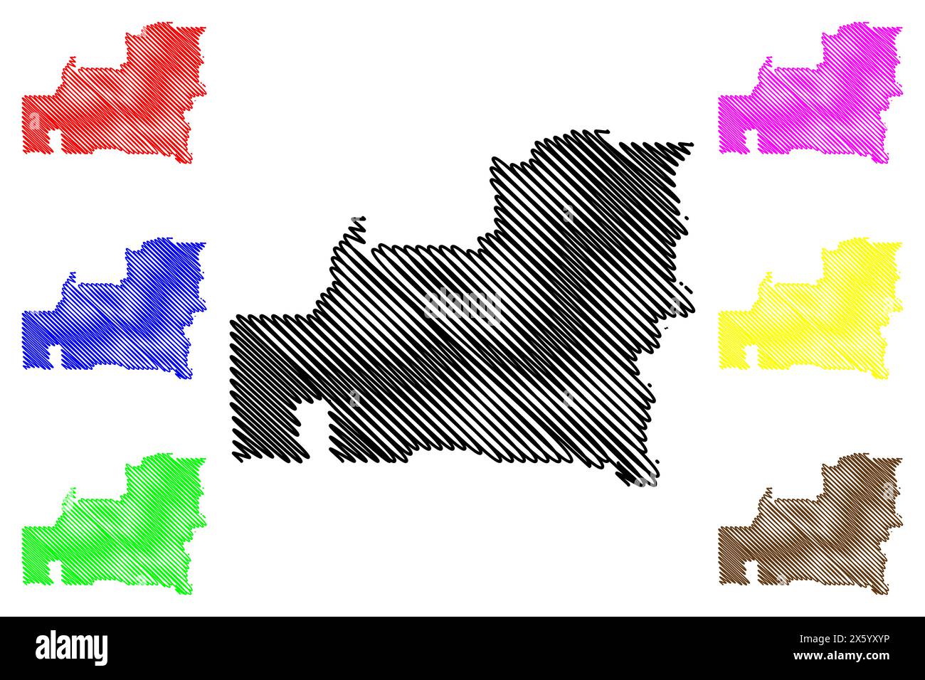 Divisione n. 11 (Canada, provincia di Alberta, Nord America), illustrazione vettoriale della mappa, mappa dello schizzo dello scribble, divisione censimento in Alberta Illustrazione Vettoriale