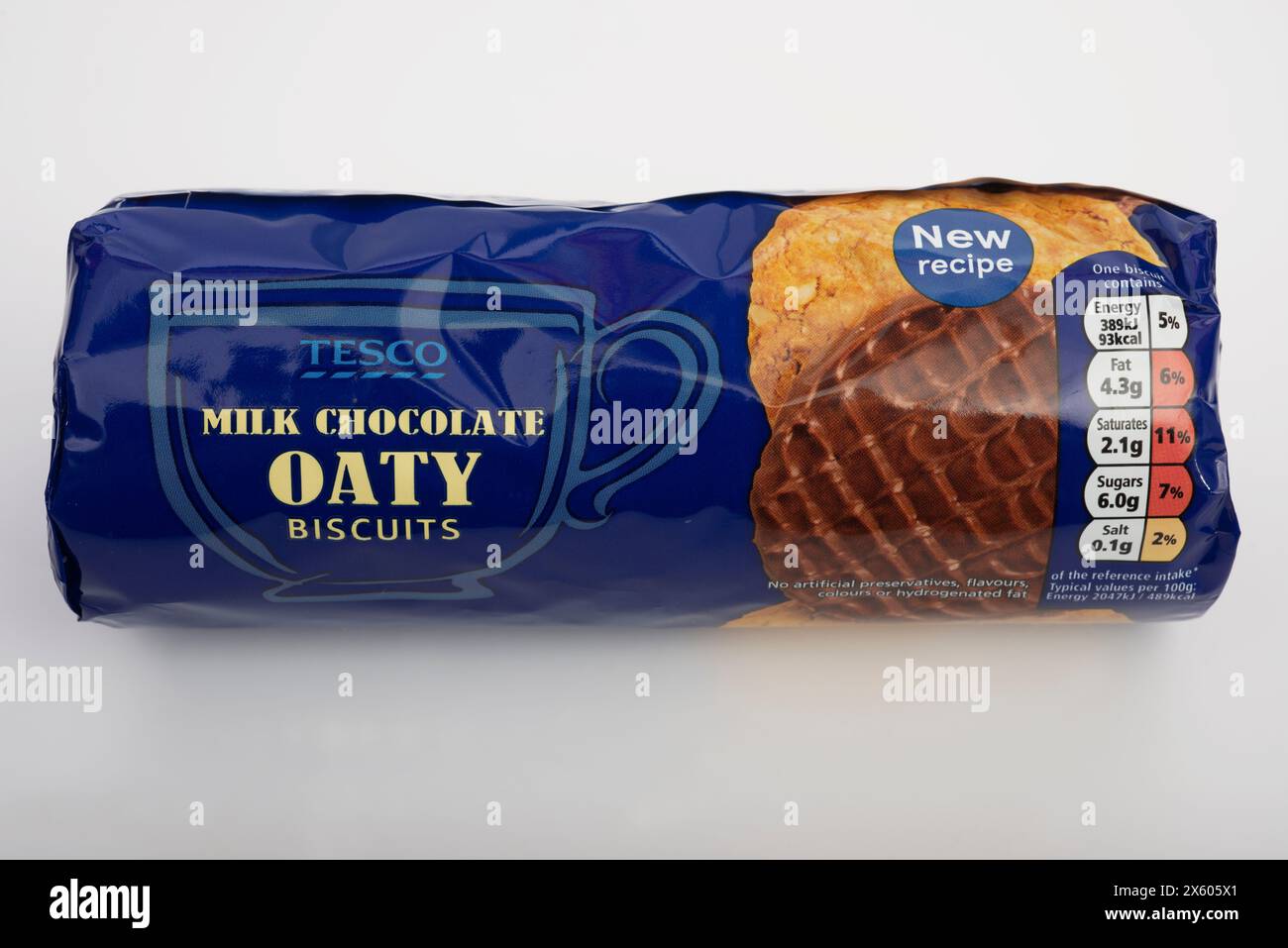 Tesco cioccolato al latte biscotti con avena Foto Stock