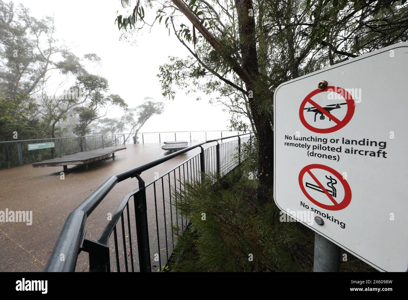 Wentworth Falls Lookout nel Blue Mountains National Park, Wentworth Falls, NSW, Australia Foto Stock