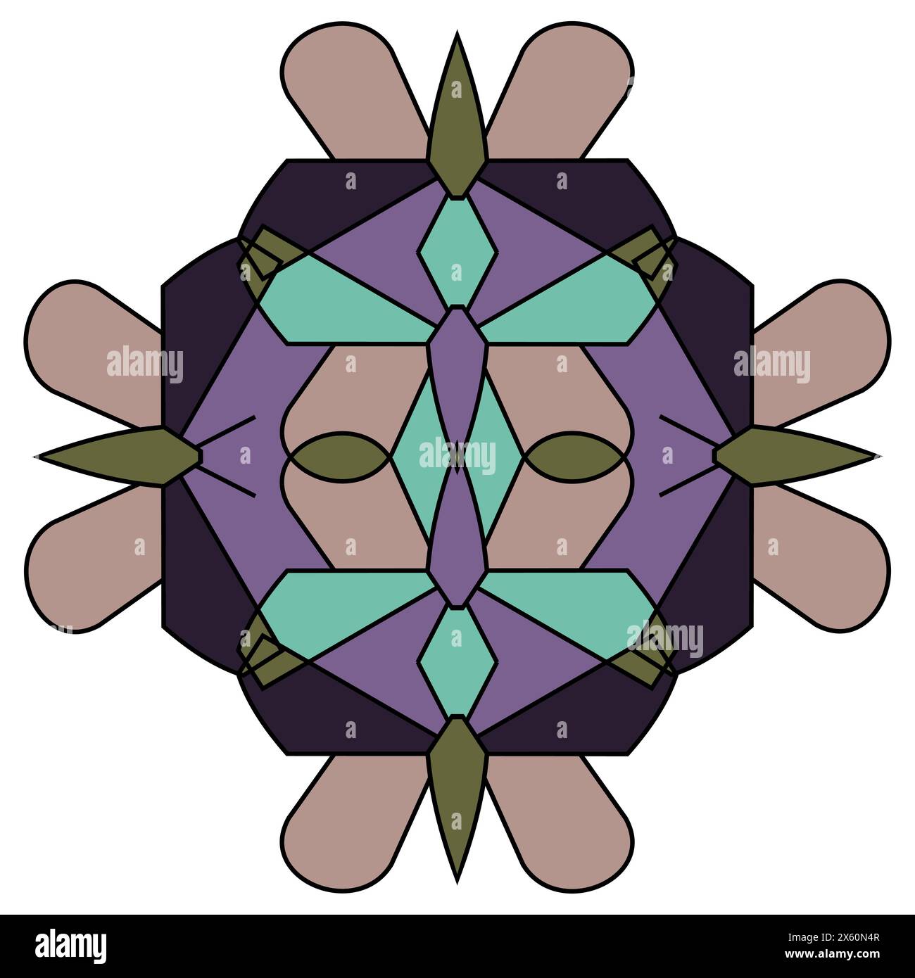 Ornamento di figure geometriche di farfalle in stile combinatorio su sfondo bianco Illustrazione Vettoriale