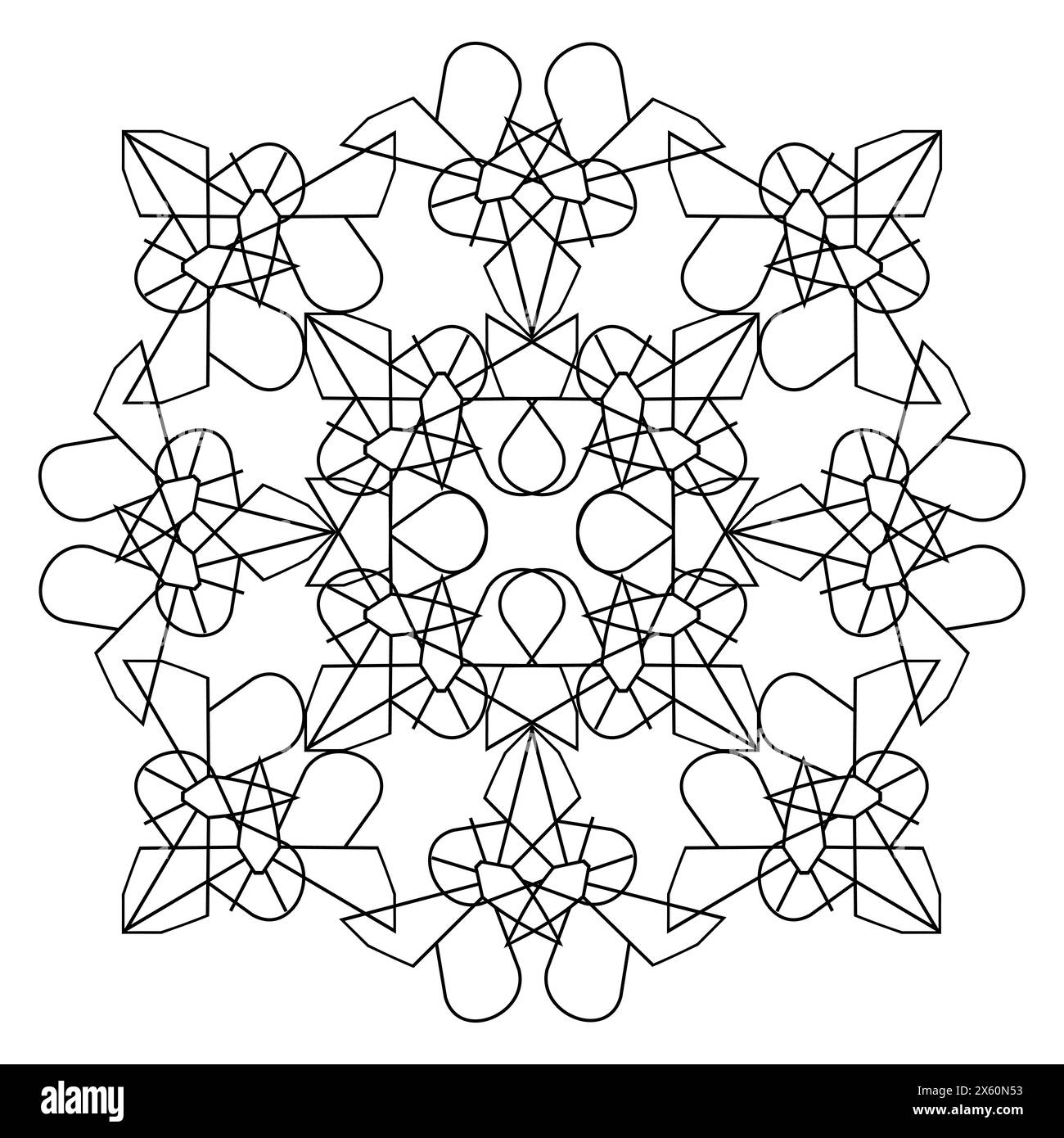 Ornamento di colore nero da figure geometriche di farfalle in stile combinatorio su sfondo bianco Illustrazione Vettoriale