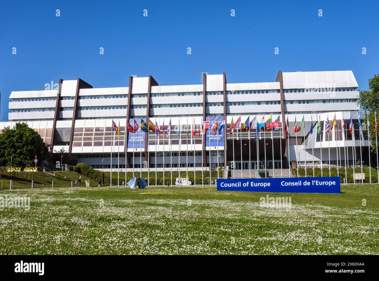 Europarat a Strasburgo. 1949 gegründet, ist der Europarat , Conseil De Lurope , Die aelteste und grösste zwischenstaatliche Organisation Europas. *** Consiglio d'Europa a Strasburgo Strasburgo, fondato nel 1949, il Consiglio d'Europa , Conseil De L ƒurope , è la più antica e più grande organizzazione intergovernativa d'Europa Foto Stock