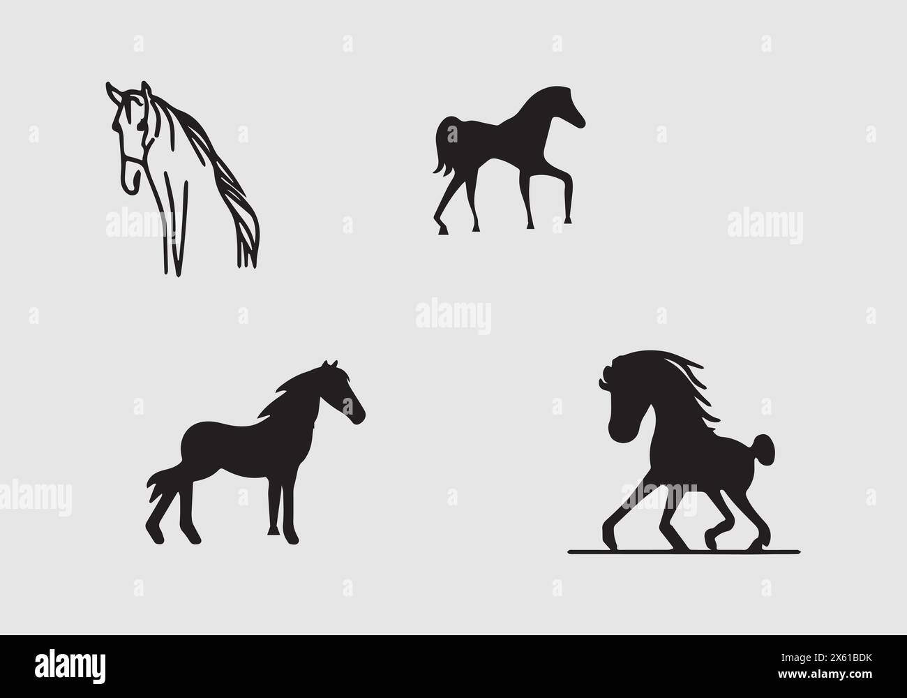 design minimalista dell'icona a forma di cavallo Illustrazione Vettoriale