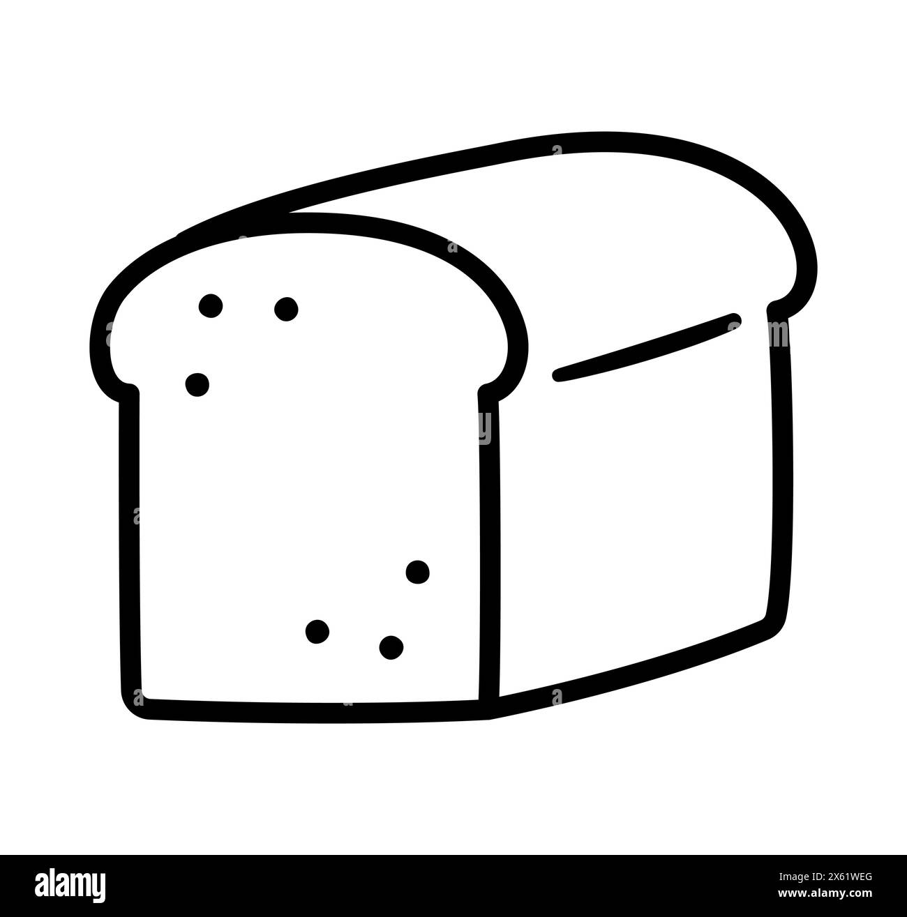 Icona a forma di pane disegnata a mano. Disegno in bianco e nero, illustrazione grafica a clip vettoriale. Illustrazione Vettoriale