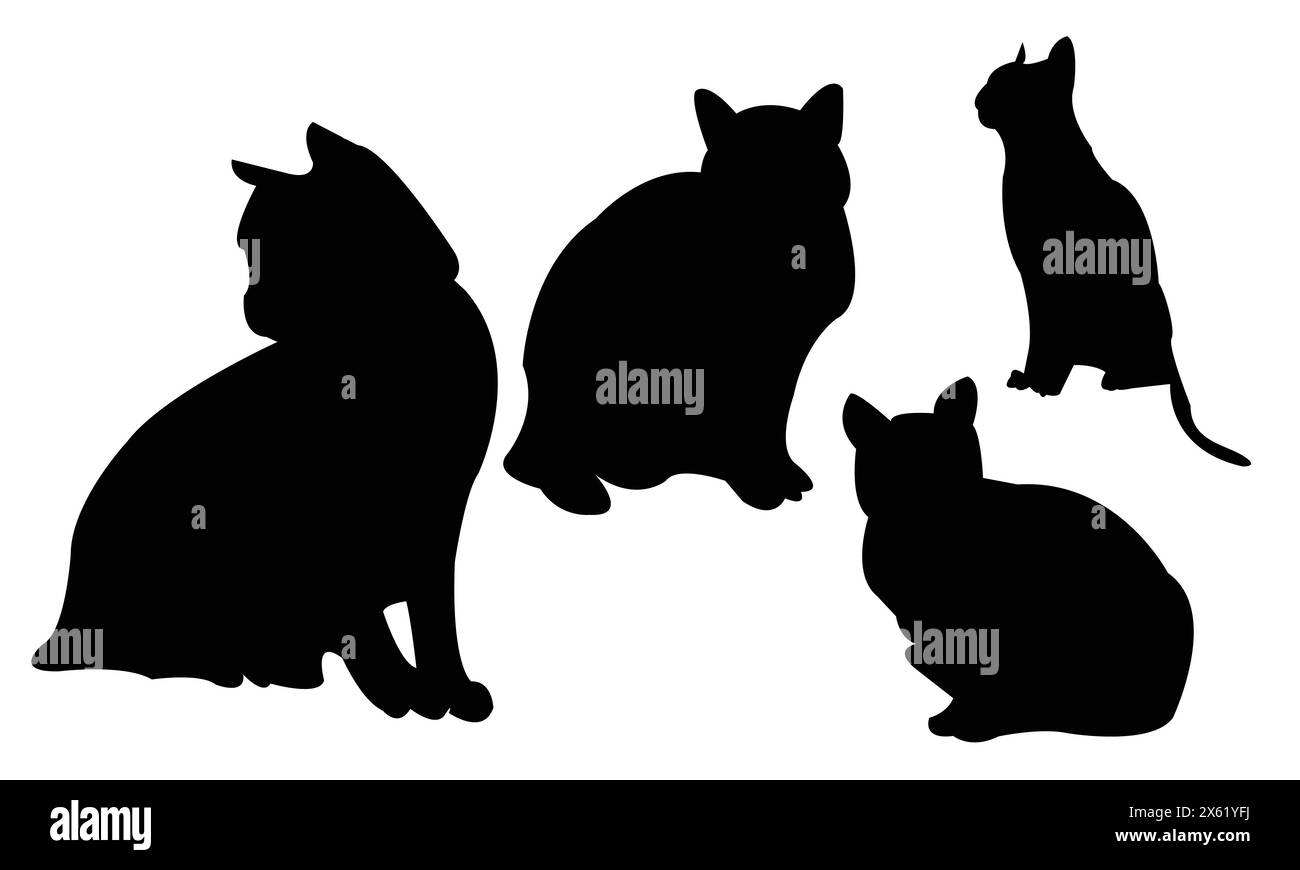 Cat Vector and silhouette Design Collection. Illustrazione Vettoriale