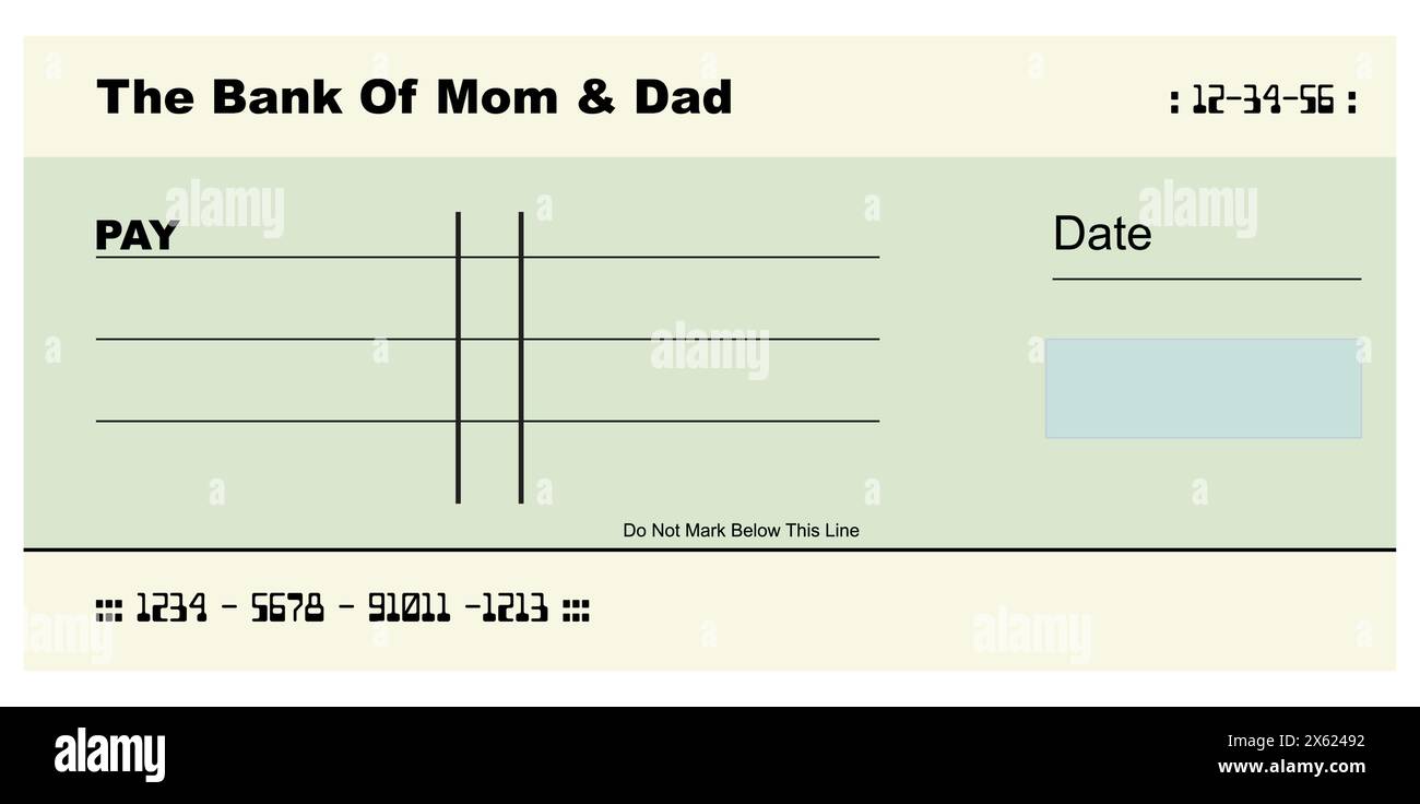 Bank of Mamma e papà: Un concetto giocoso di supporto genitori - illustrazione vettoriale Illustrazione Vettoriale