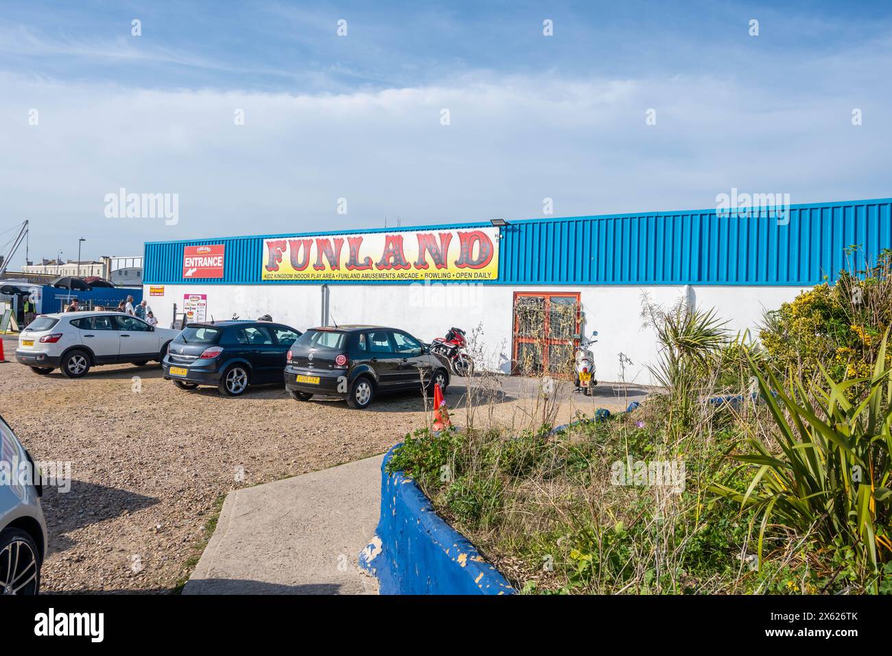 HAYLING ISLAND, INGHILTERRA - 9 settembre 2023: Foto dell'ingresso al parco divertimenti Funland Hayling Island Foto Stock