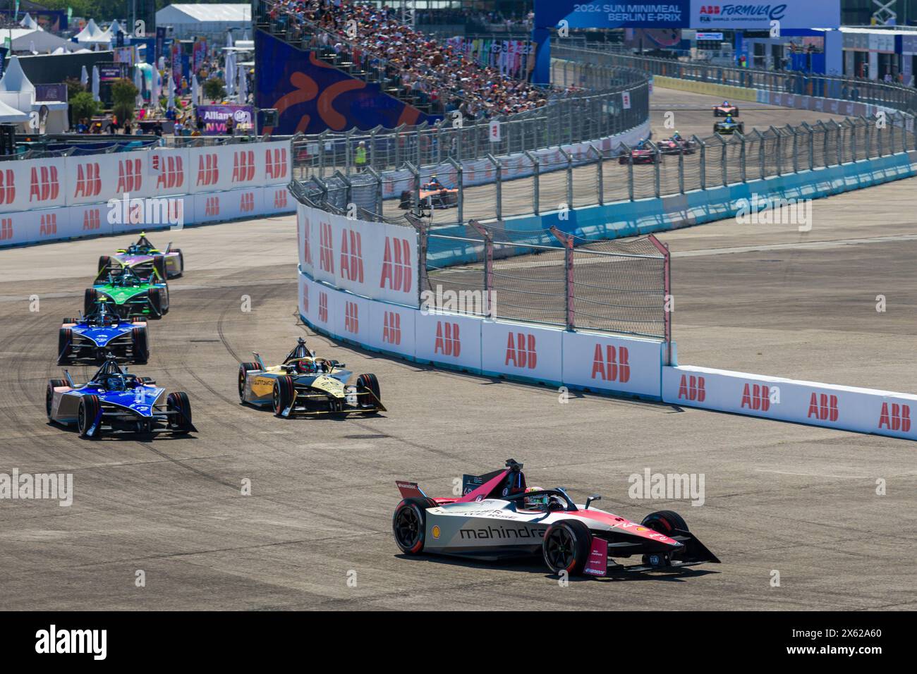 48 MORTARA Edoardo (swi), Mahindra Racing, Mahindra M9Electro, azione durante l'ePrix di Berlino 2024, 7° incontro del Campionato Mondiale ABB FIA Formula e 2023-24, sul circuito di Tempelhof Airport Street dal 10 al 12 maggio 2024 a Berlino, Germania Foto Stock