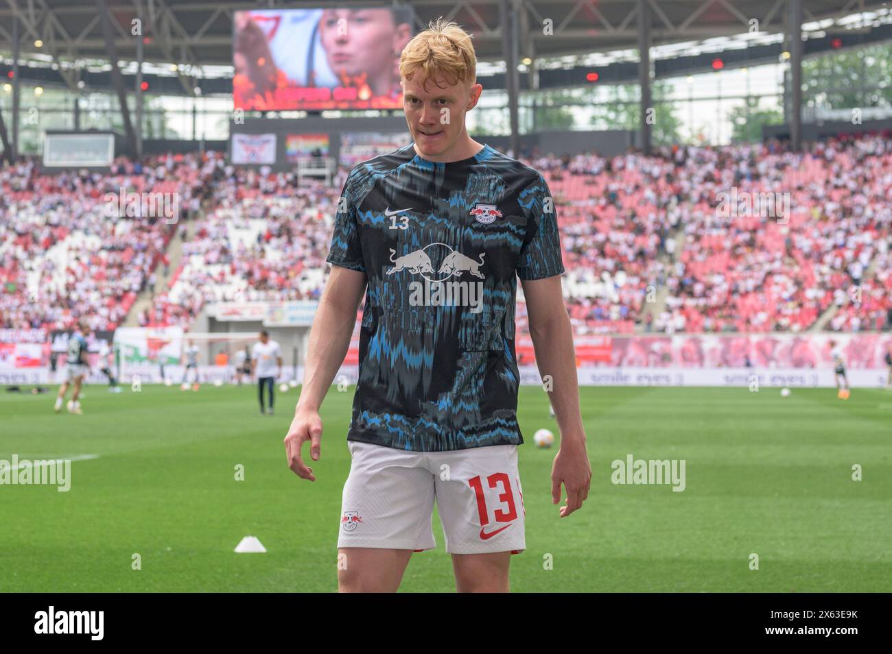 Nicolas Seiwald (RasenBallsport Leipzig, #13), RB Leipzig vs Werder Brema, 1a Bundesliga, calcio, DFB, Bundesliga, 29, stagione 2023/2024, RB Arena, credito: HMB Media/Uwe Koch/Alamy Live News LE NORMATIVE DFB/DFL VIETANO QUALSIASI USO DI FOTOGRAFIE COME SEQUENZE DI IMMAGINI E/O QUASI-VIDEO, 11.05. 2024, Foto Stock