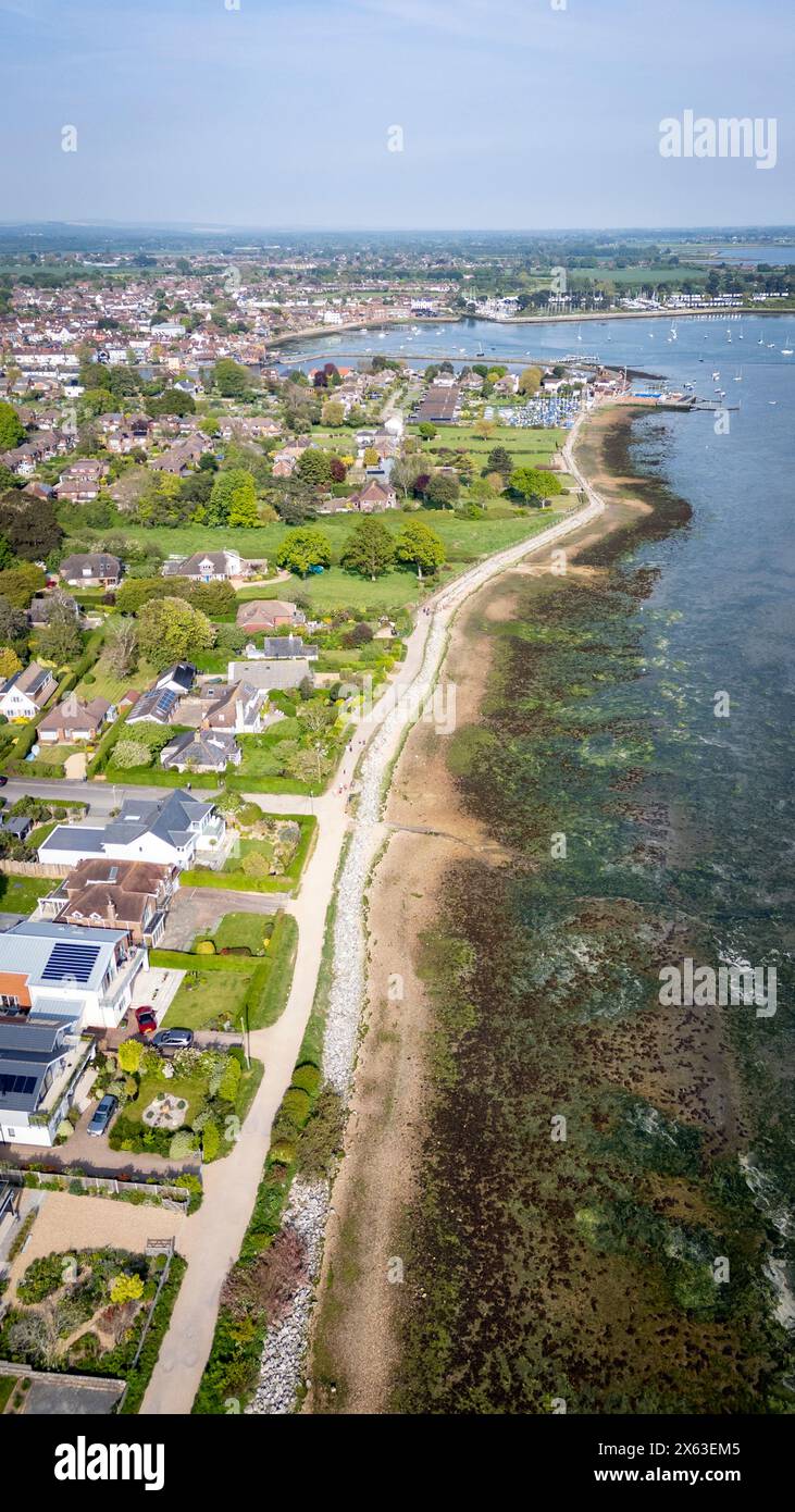 Vista aerea di Emsworth Beach nell'Hampshire, Regno Unito Foto Stock