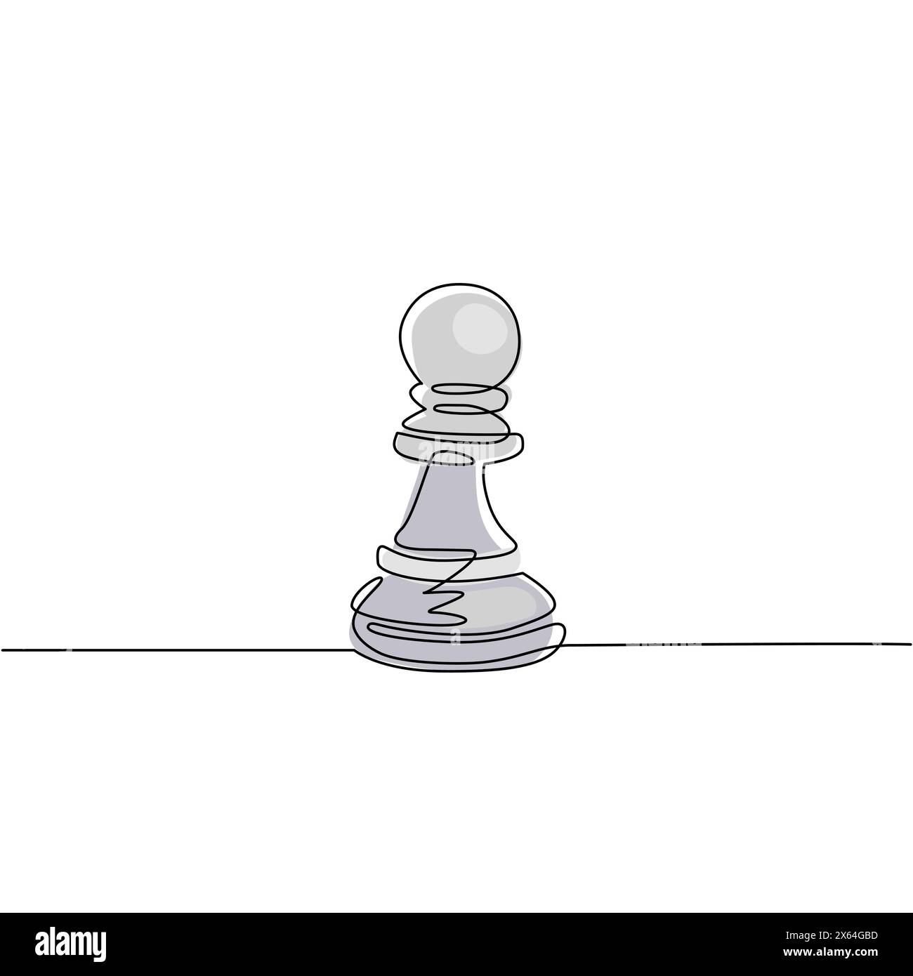 Logo di pedone scacchistico su una sola linea isolato su sfondo bianco. Logo Chess per siti Web, app e presentazioni stampate. Concept artistico creativo, eps 1 Illustrazione Vettoriale