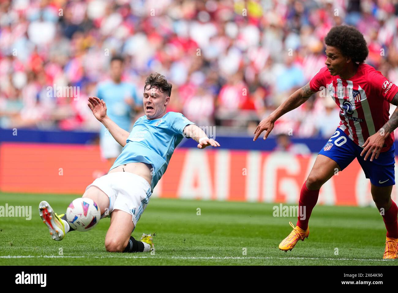 Jorgen Strand Larsen del Celta de Vigo durante la partita di calcio della Liga spagnola tra l'Atletico de Madrid e il Celta de Vigo il 12 maggio 2024 allo stadio Civitas Metropolitano di Madrid, Spagna Foto Stock