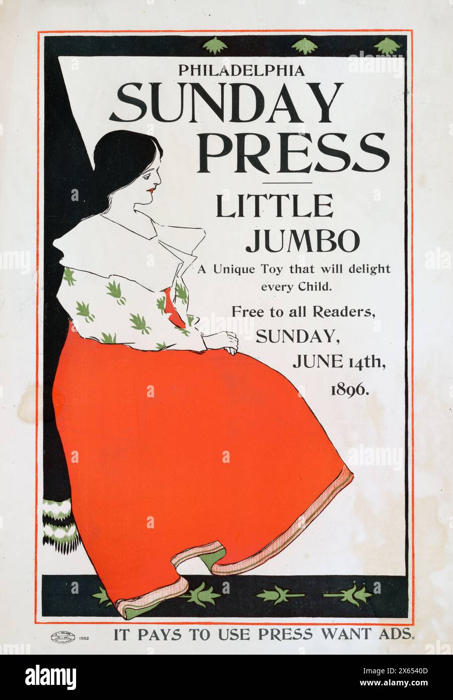 George Reiter Brill (illustratore americano, 1867-1918) Philadelphia Sunday Press - Little Jumbo (1896) Foto Stock