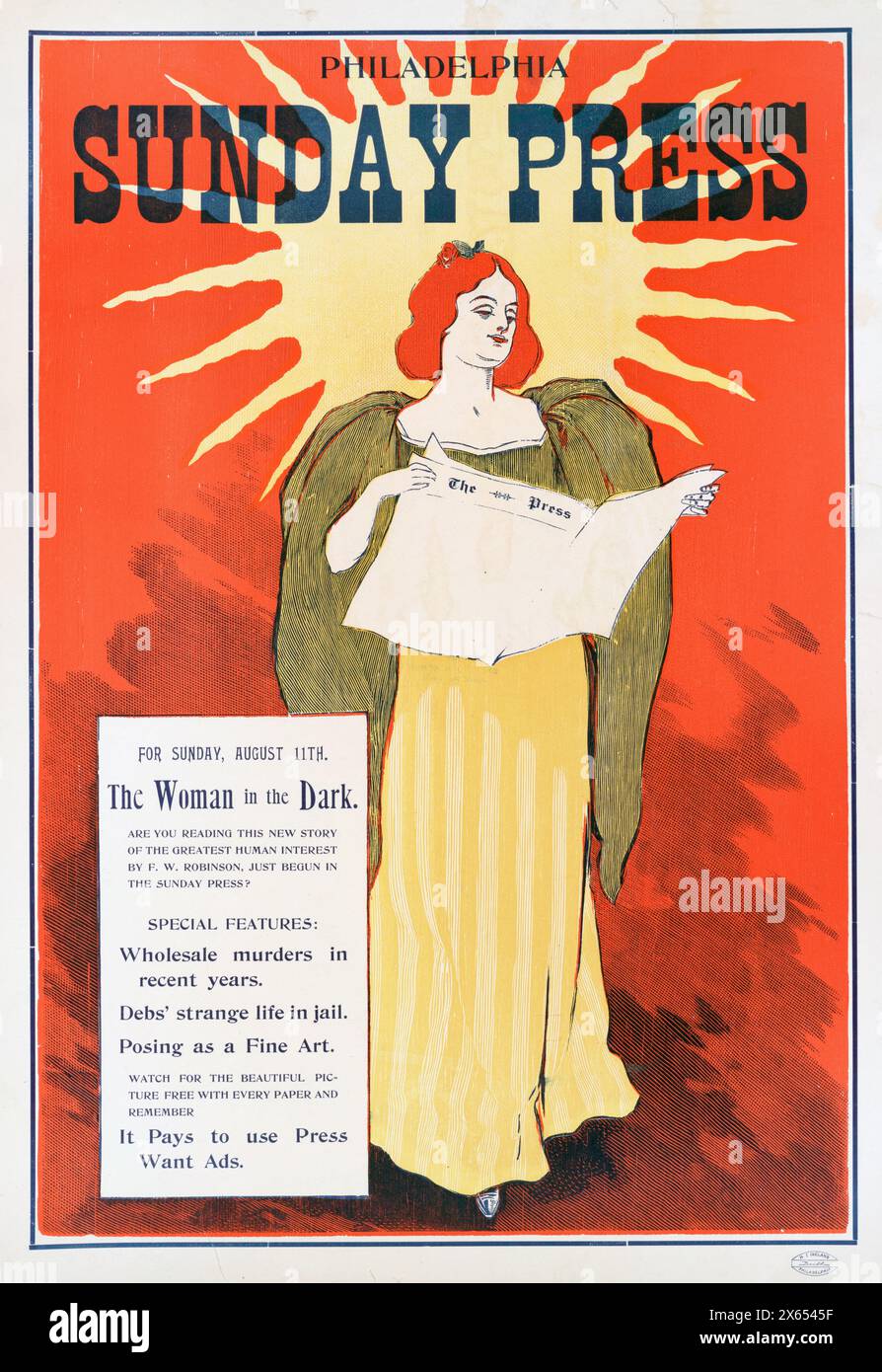 George Reiter Brill (illustratore americano, 1867-1918) Philadelphia Sunday Press, per domenica 11 agosto, “The Woman in the dark” (1895) Foto Stock