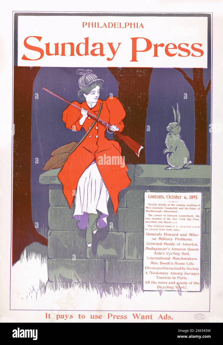 George Reiter Brill (illustratore americano, 1867-1918) Philadelphia Sunday Press, New Miss Conseulo Vanderbilt and the Duke of Marlborough (1895) Foto Stock