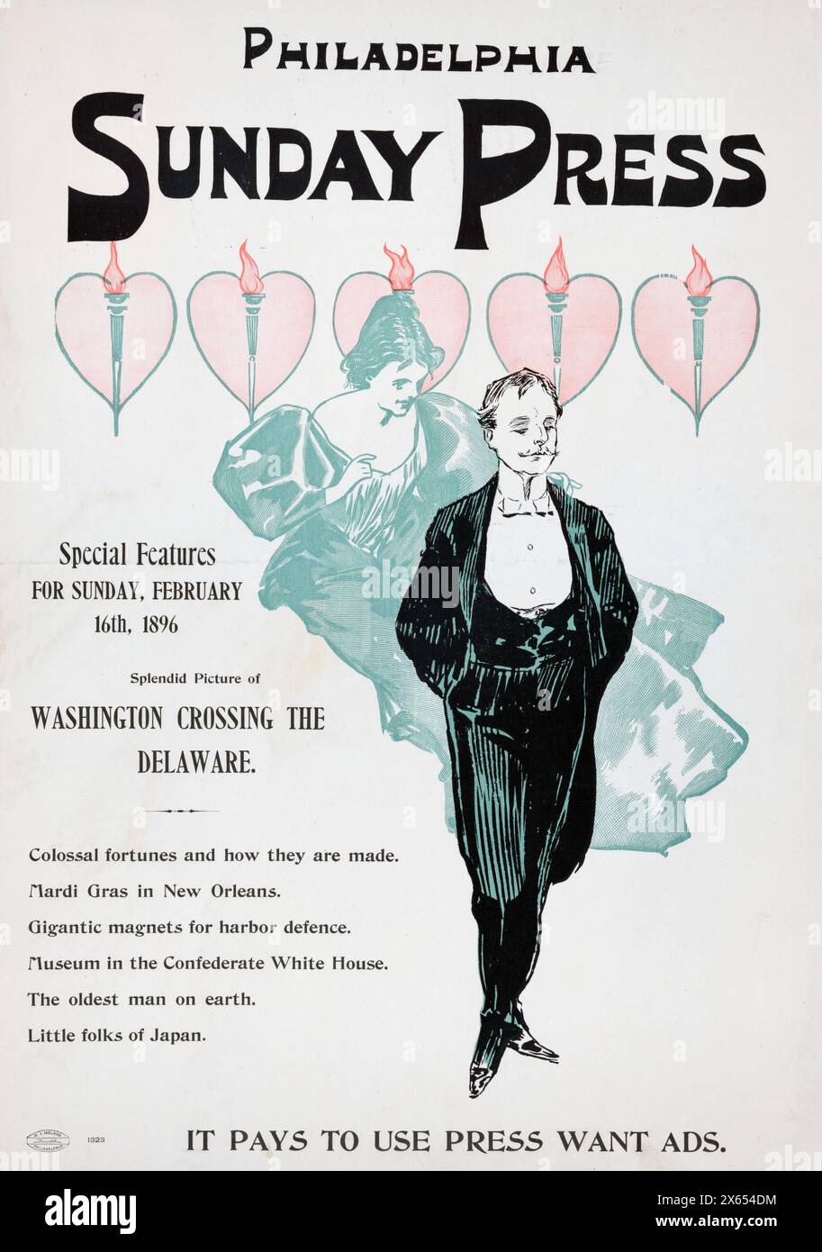 Philadelphia Sunday Press Cover - George Reiter Brill (illustratore americano, 1867-1918) Special Features, 16 febbraio 1896 Foto Stock