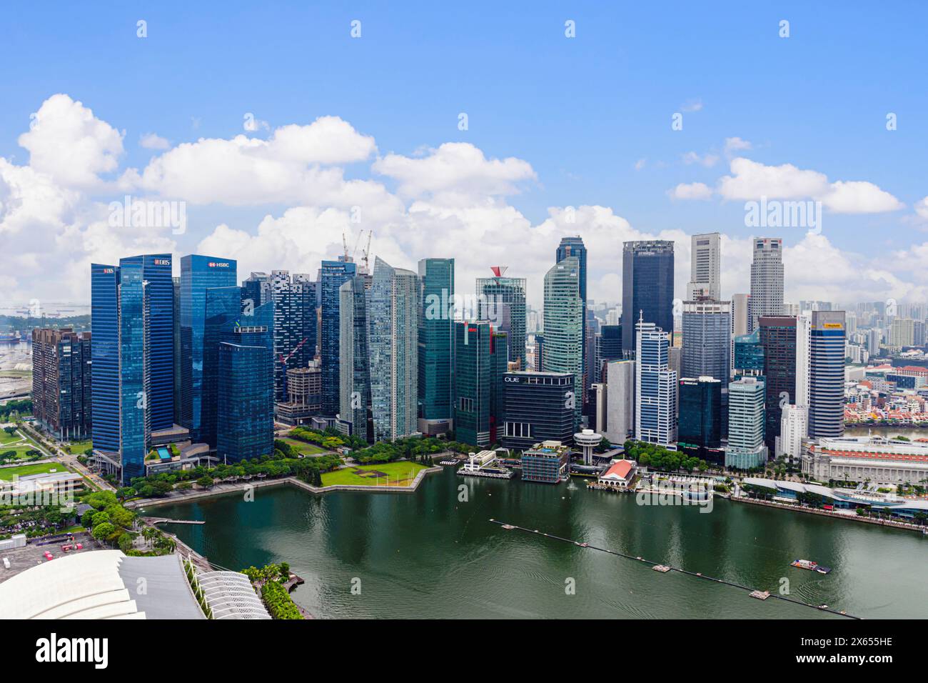 Panorama cittadino di Singapore del quartiere centrale degli affari, Downtown Core, Singapore Foto Stock