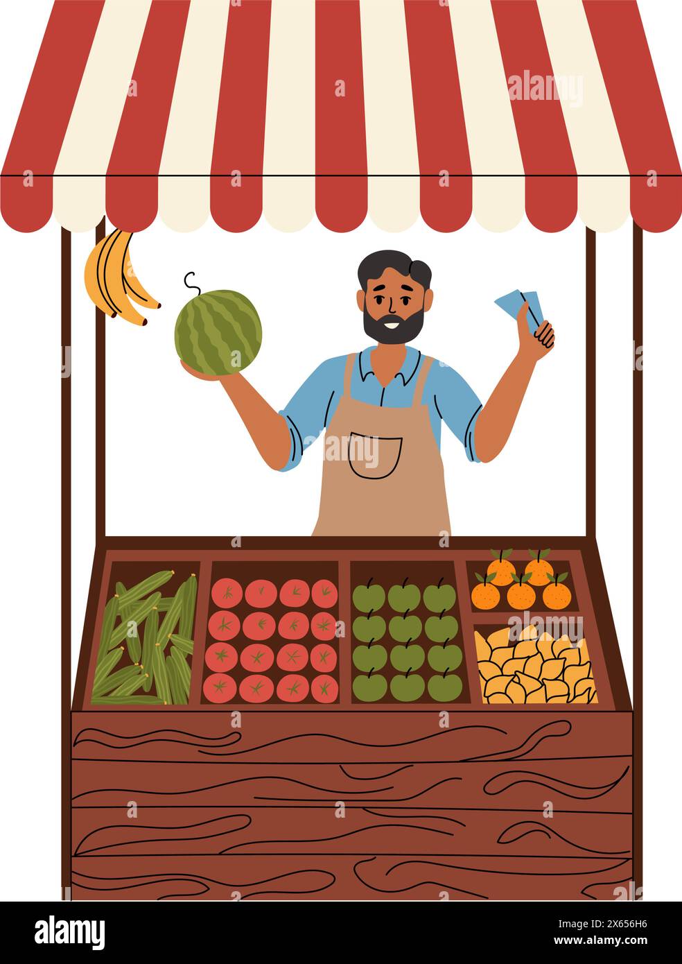 Stallo con verdure. Mercato turco. Illustrazione vettoriale. Illustrazione Vettoriale