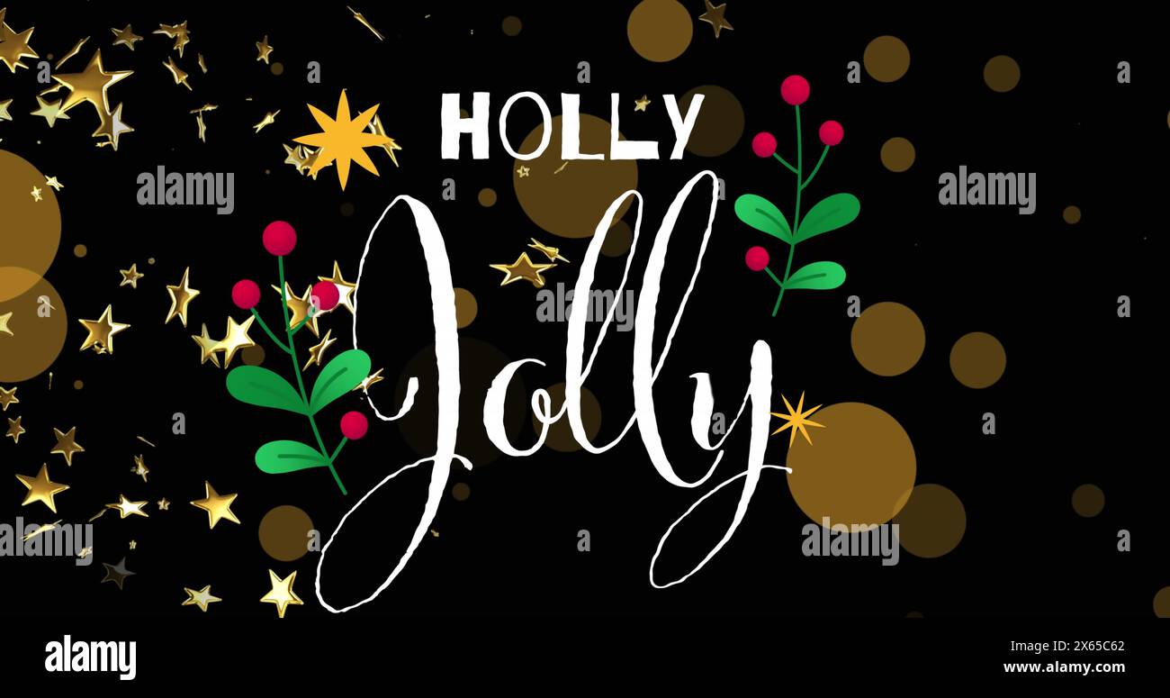 Immagine di holly testo jolly su stelle e macchie Foto Stock