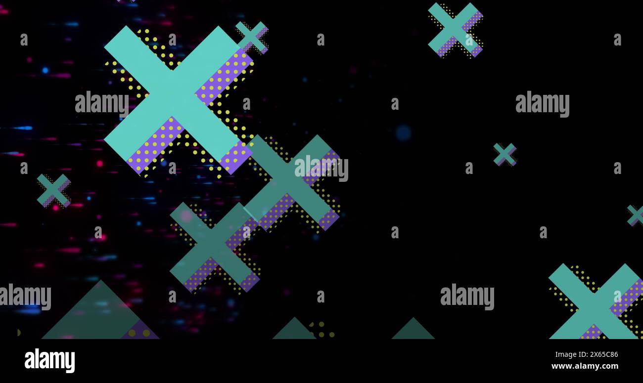 Immagine di icone a croce sopra le forme Foto Stock