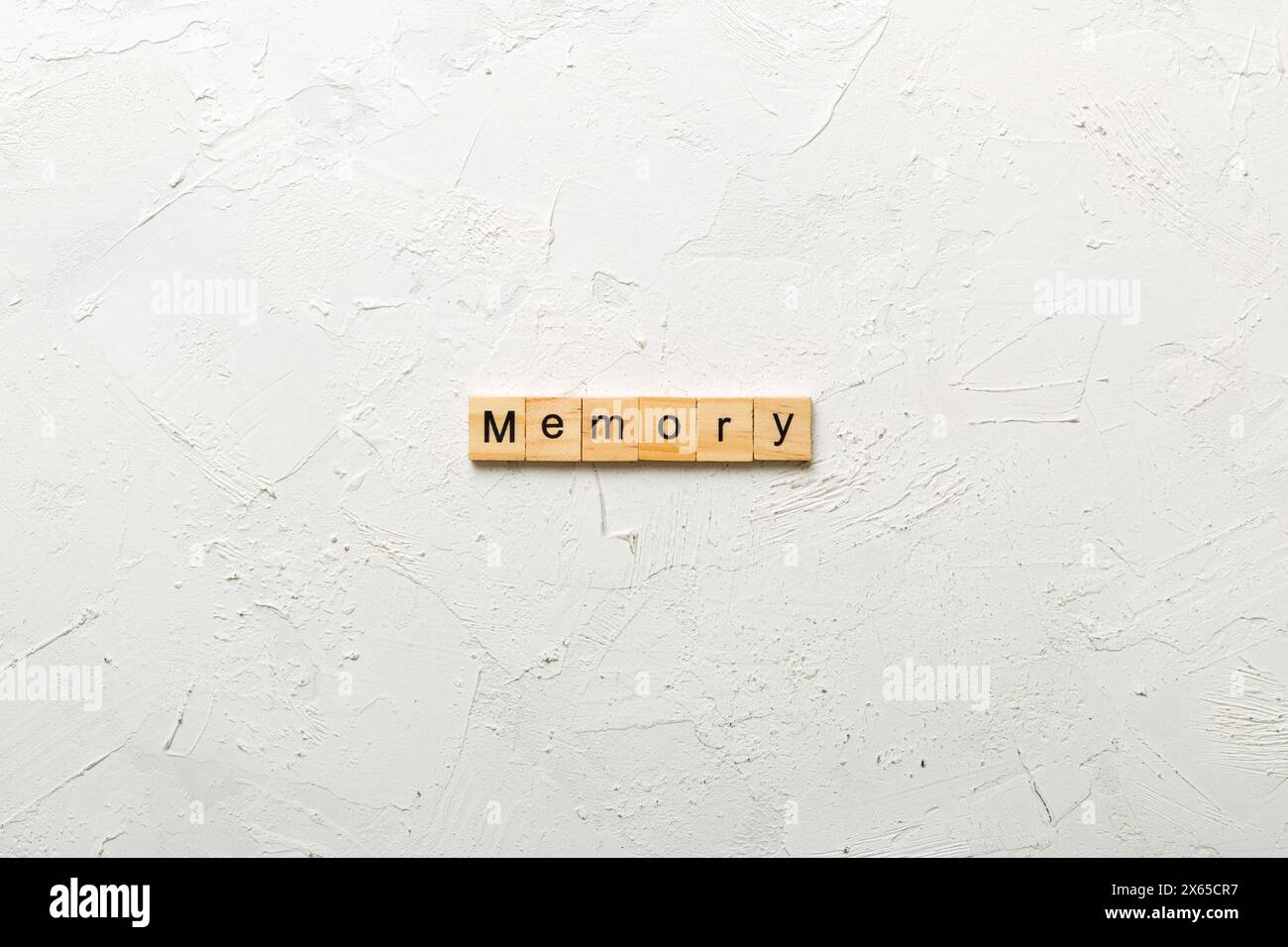 Parola di memoria scritta sul blocco di legno. La memoria del testo in tabella, concetto. Foto Stock