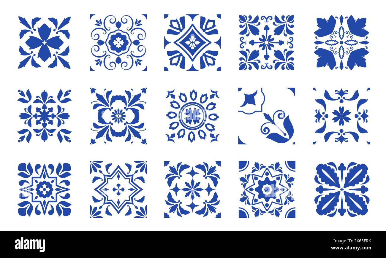 Ornamenti Azulejos. Motivo senza cuciture di piastrelle decorative tradizionali portoghesi spagnole, sfondo decorativo a mosaico vintage. Trama vettoriale Illustrazione Vettoriale
